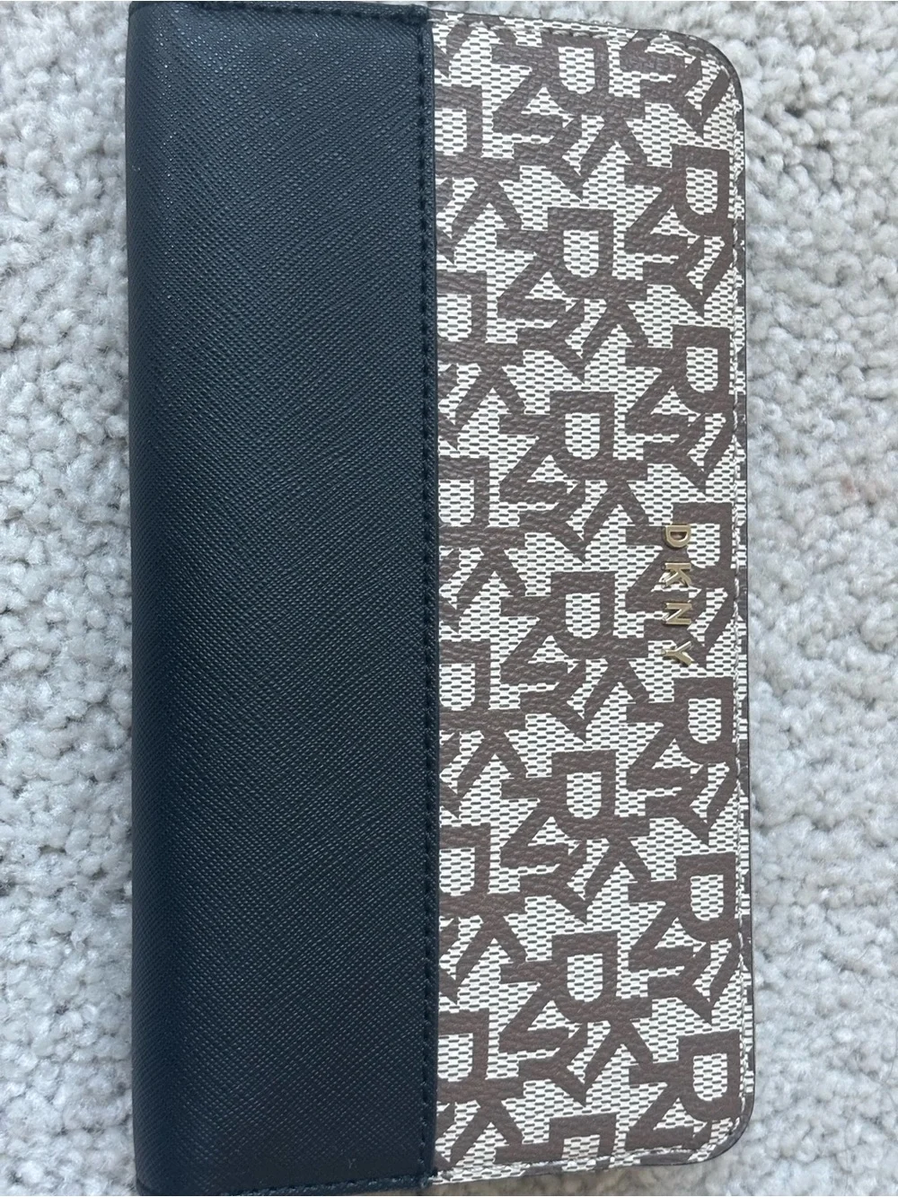 DKNY Brown and Black Monogram Bifold Wallet